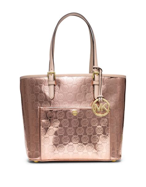 michael kors rose gold silver purses|Michael Kors gold purse large.